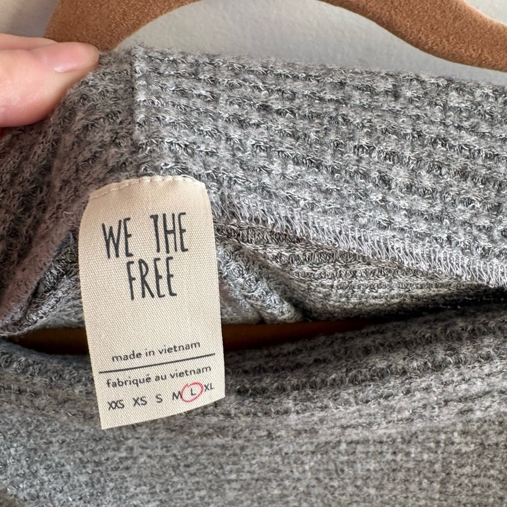 We The Free Heather Gray Waffle Knit Top